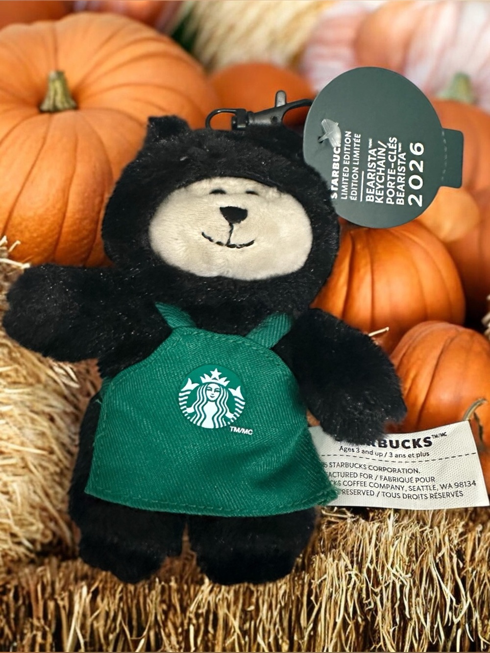 🎃🧸NWT 2026 Starbucks Limited Edition Halloween Black Cat Bearista Plush Keychain